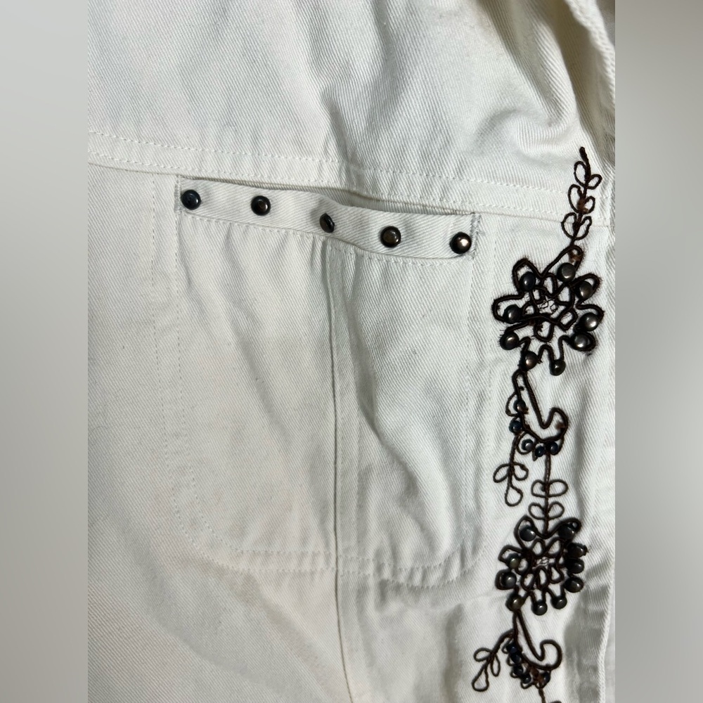Women's Ivory Laura Ashley Medium Jacket Embroidered Studded Detail Western - Picture 3 of 12